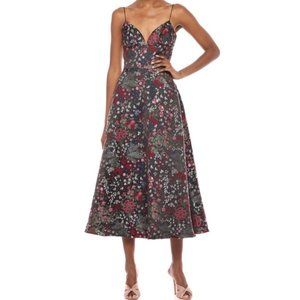 NWT MONIQUE LHUILLIER  Floral Jaquard dress w/POCKETS